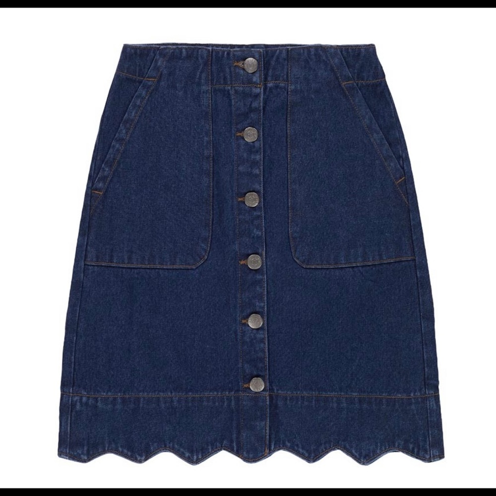 NWT Horrockses Fashions x Joanie Sarah Scallop A-Line Denim Skirt UK20 or US16